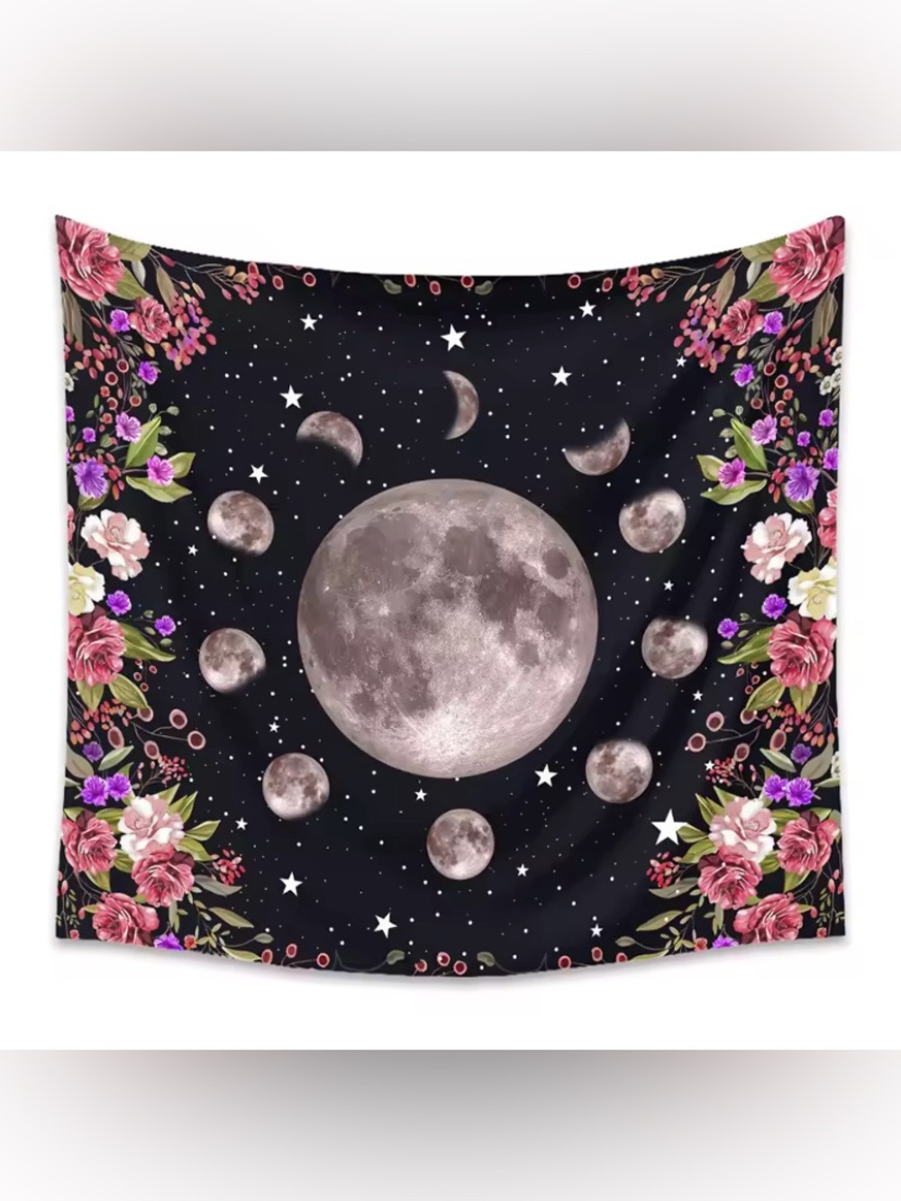 Vintage Moon Botanical Floral Tapestry Wall Decor